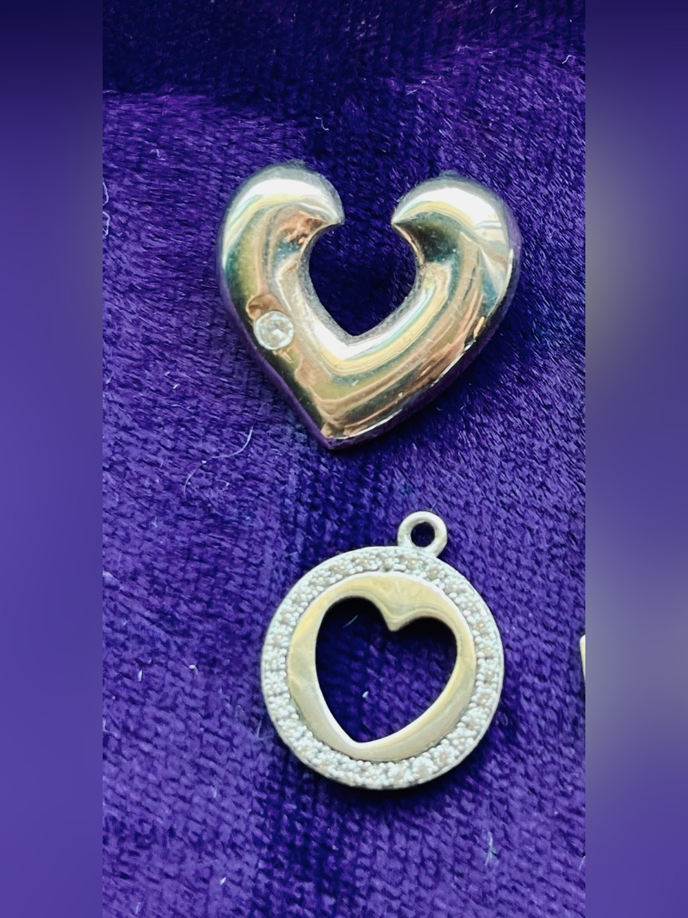 Pair Sterling 925 Heart Pendant and Charm